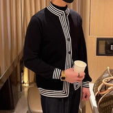 Hearujoy Autumn Clothing Men's Knitted Luxury Button Cardigan Sweatercoat Casual Long Sleeve Solid Color Vintage Korean Knitwear 2024 New